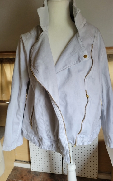 Jessica London Size 24W white zip up‎ jean jacket - Picture 1 of 8